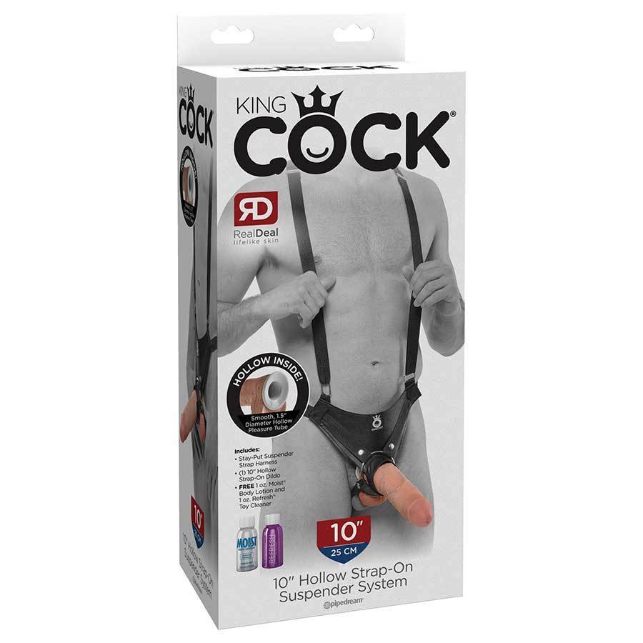 King Cock Tan 10 Inch Hollow Strap On Penis Extension with Suspender Harness、mySite、bottomscart
