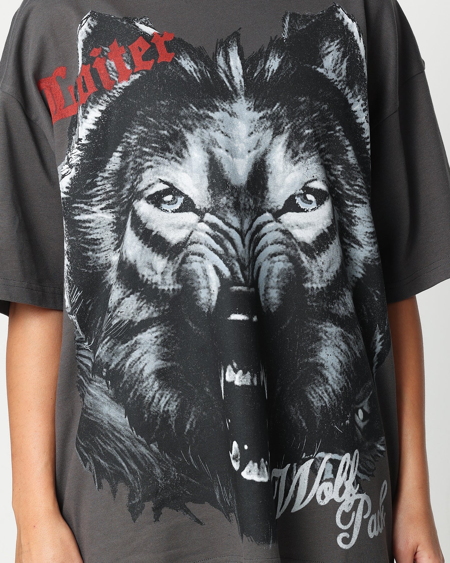 Loiter Wolf Pack Vintage T-Shirt Charcoal、mySite、zt4zffjzw