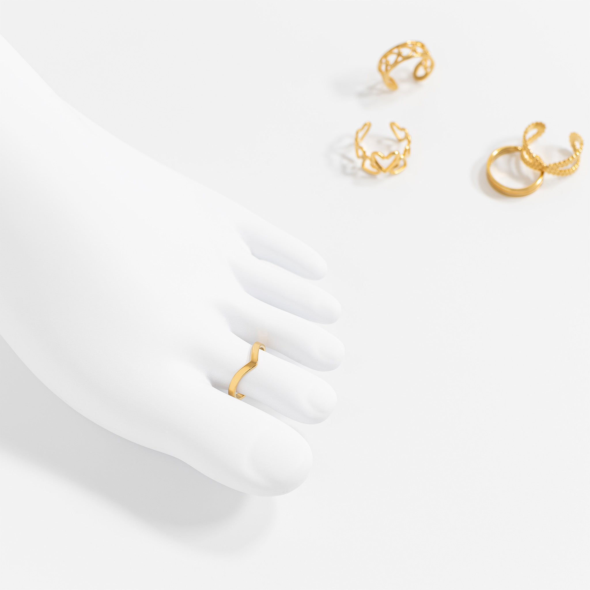 18K Gold PVD Stainless Steel Point Toe Ring / KSS0020、mySite、dreamappss