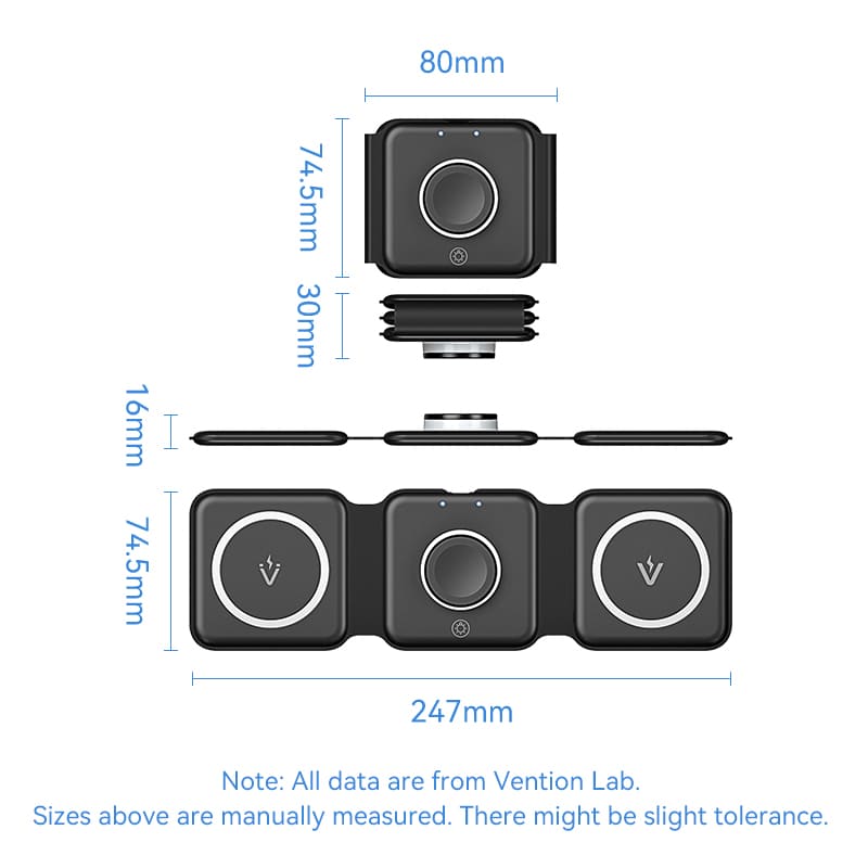 Vention 3-in-1 15W Wireless Charging Pad with MagSafe and LED Night Light Black、mySite、fannypackpong