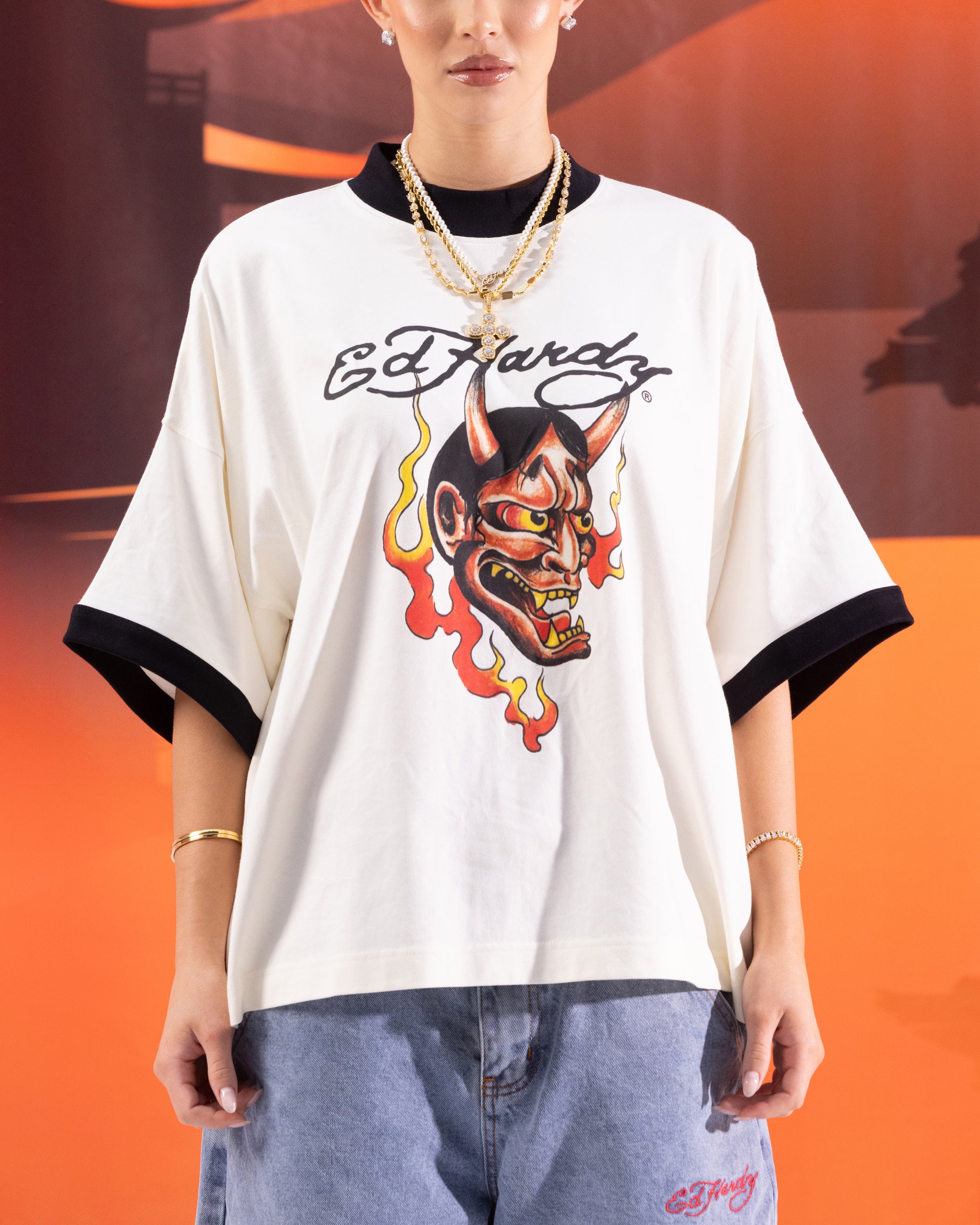 Ed Hardy Devil Ringer T-Shirt Off White、mySite、zt4zffjzw