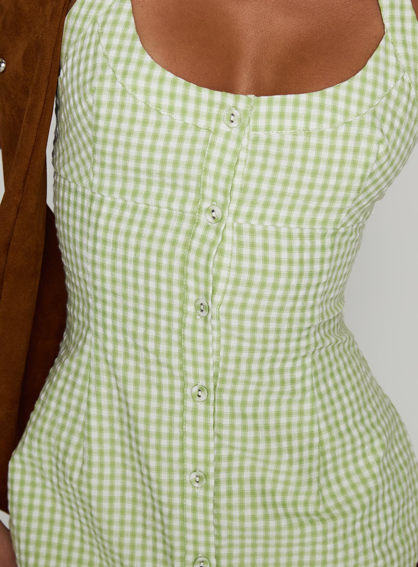 Mallorie Halter Mini Dress Green Check、mySite、solidvoid