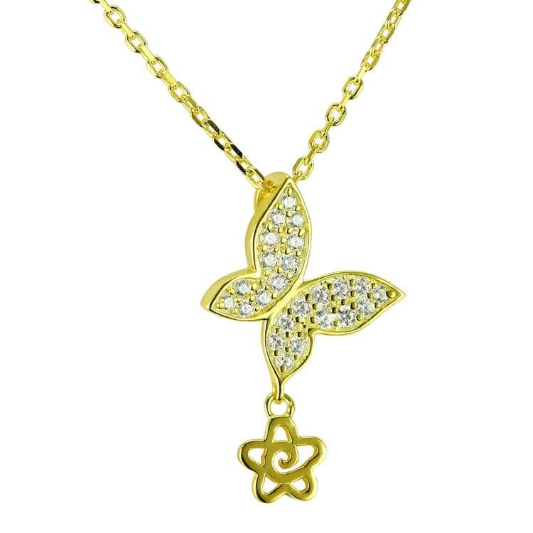 Butterfly Necklace with Cubic Zirconia Sterling Silver、mySite、g9winljtr