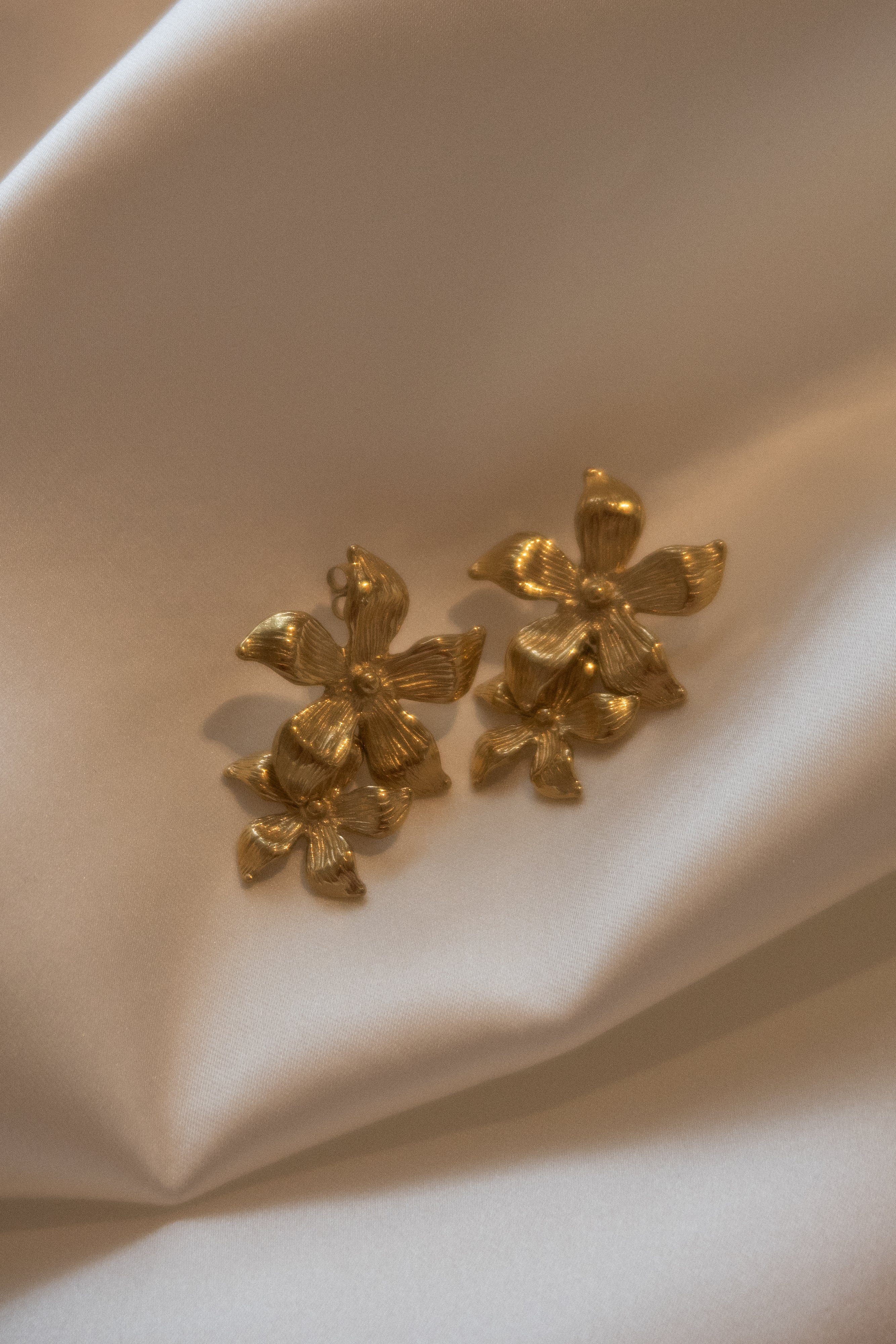 Infatuated Drop Flower Earrings - Gold、mySite、solidvoid