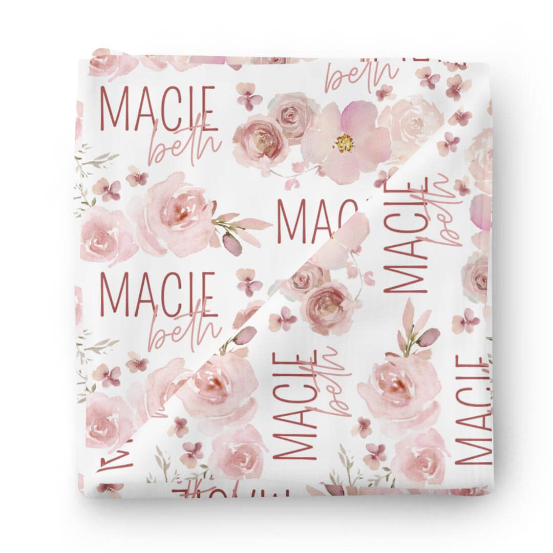  Rosie's Rose Garden Personalized Baby Name Swaddle Blanket、mySite、layawaytickets