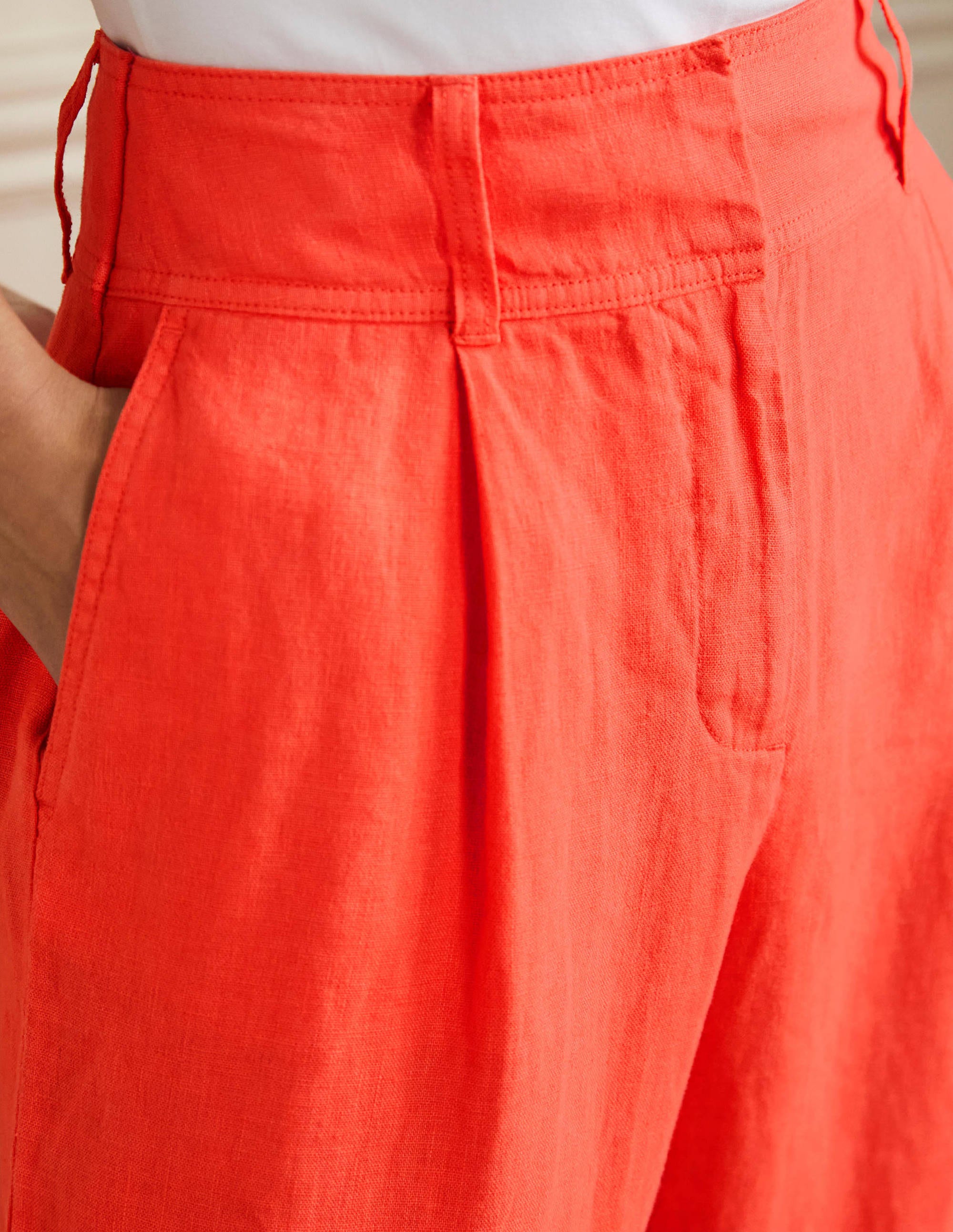  Wide Leg Linen Trousers-Hot Coral、mySite、ashleygrahame