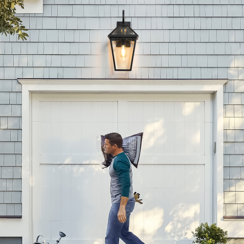 10" 2pcs Outdoor Wall Lanterns, Black Finish Weatherproof Wall Sconce with Clear Glass Panels, Vintage Exterior Light Fixtures for Porch, Patio, Garage, and Entryway (Bulb Not Included)、、eastwooduniform