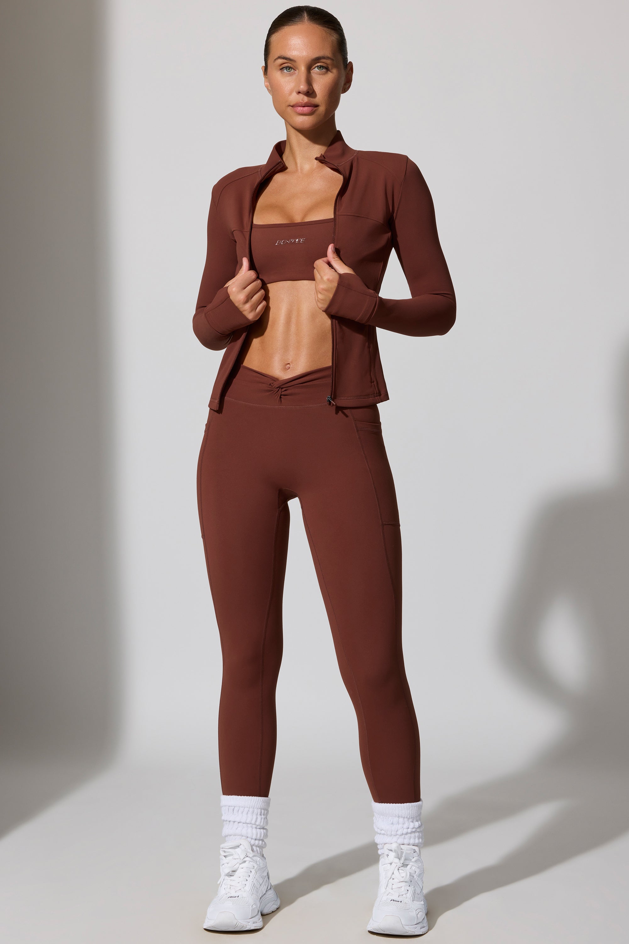 Full Length Leggings with Pockets in Chocolate、mySite、solidvoid