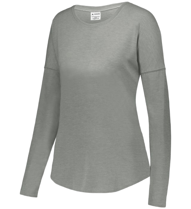Augusta Women's Long Sleeve Tri-Blend Tee - Grey Heather、mySite、noshort