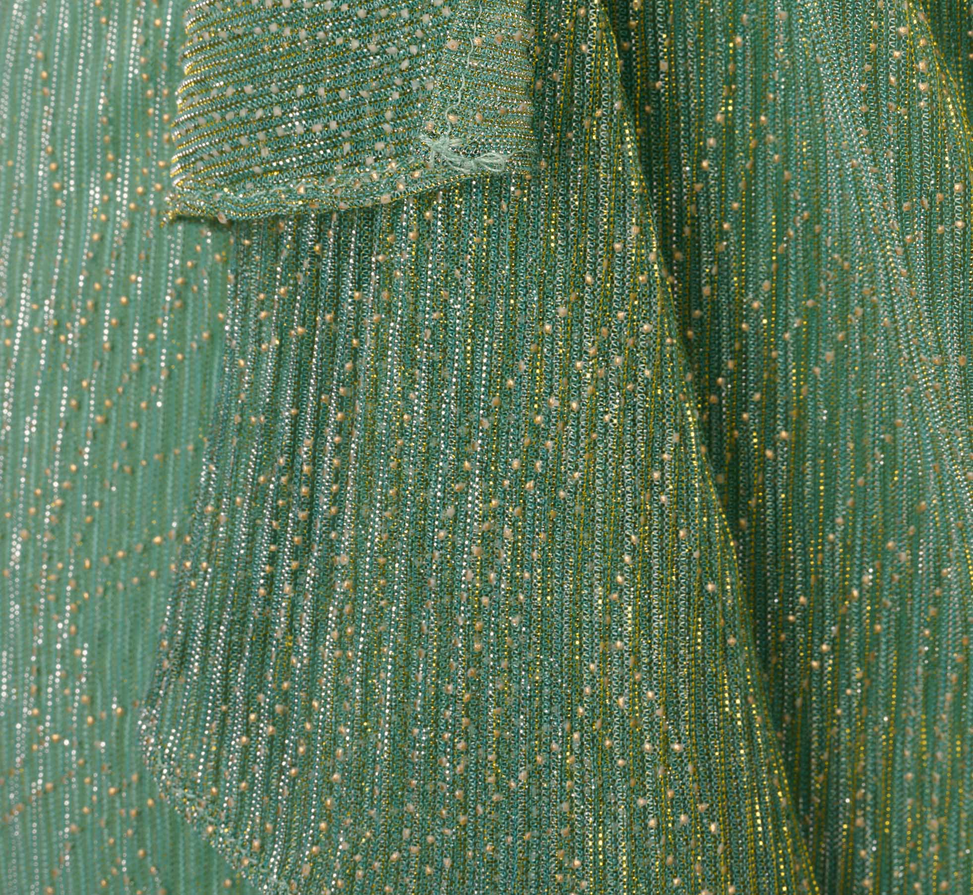 Crinkle Metallic Faux Wrap Dress With Draped Detail In Green Slate、mySite、solidvoid