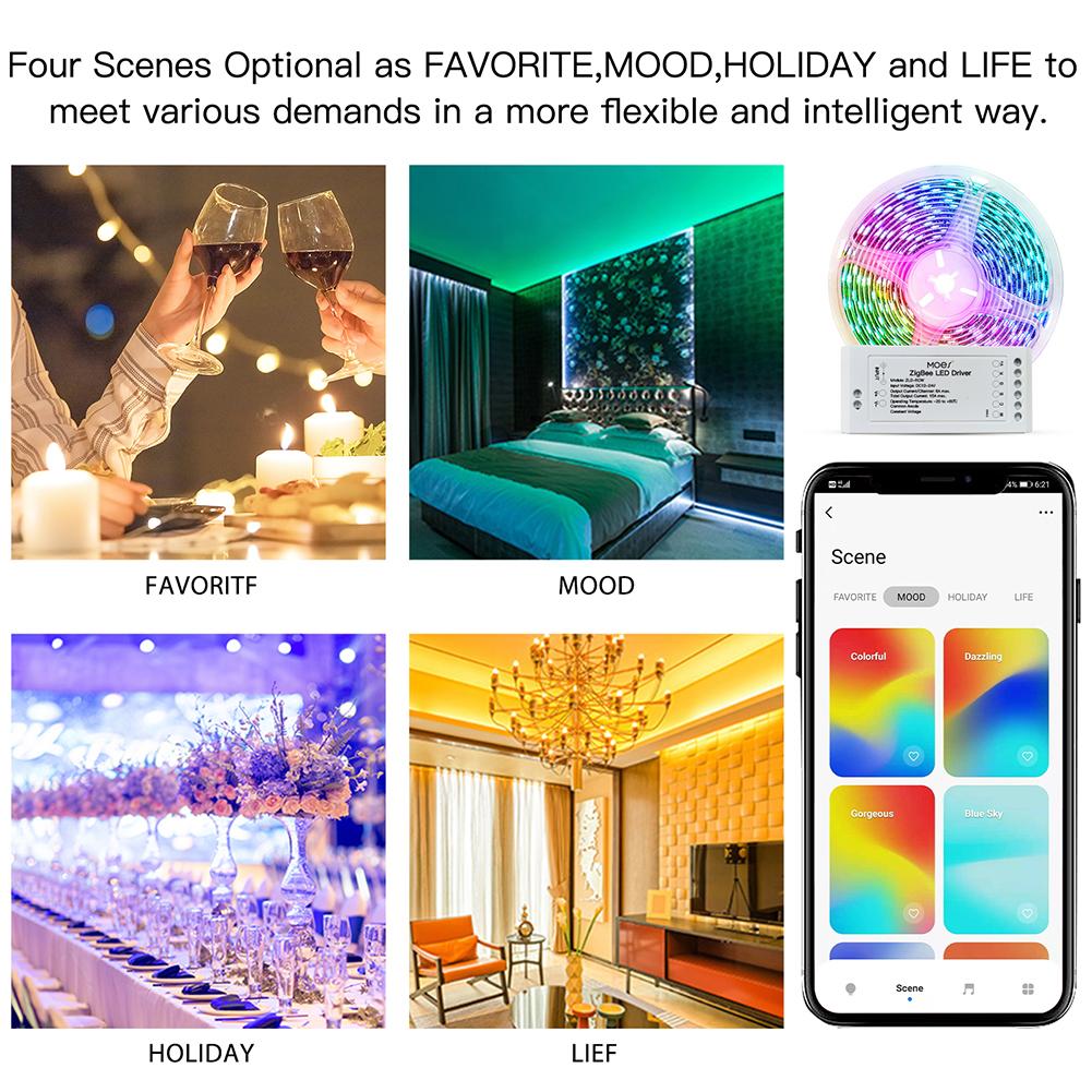 MOES ZigBee RGB Strip Light Multicolor LED Strip CCT LED Controller Plus Brightness Adjustable、mySite、fannypackpong