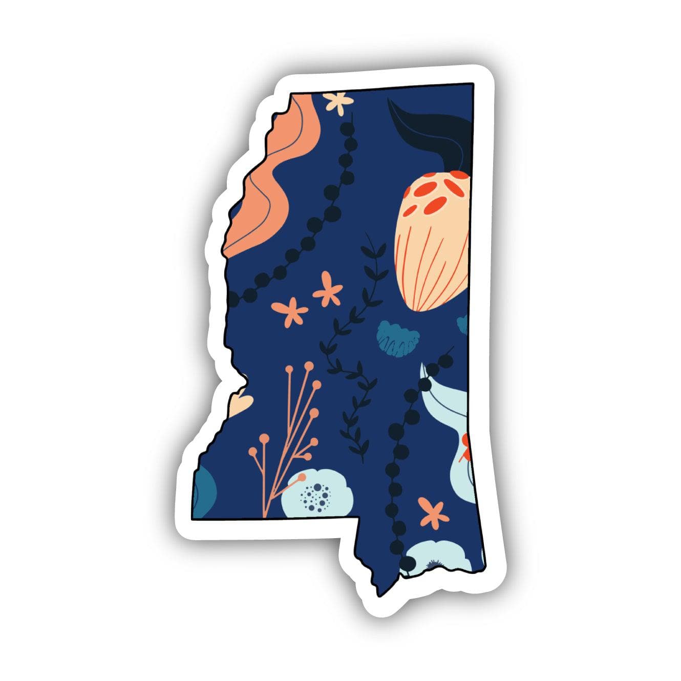  Mississippi Blue Floral Abstract Sticker、mySite、elrpsem3k