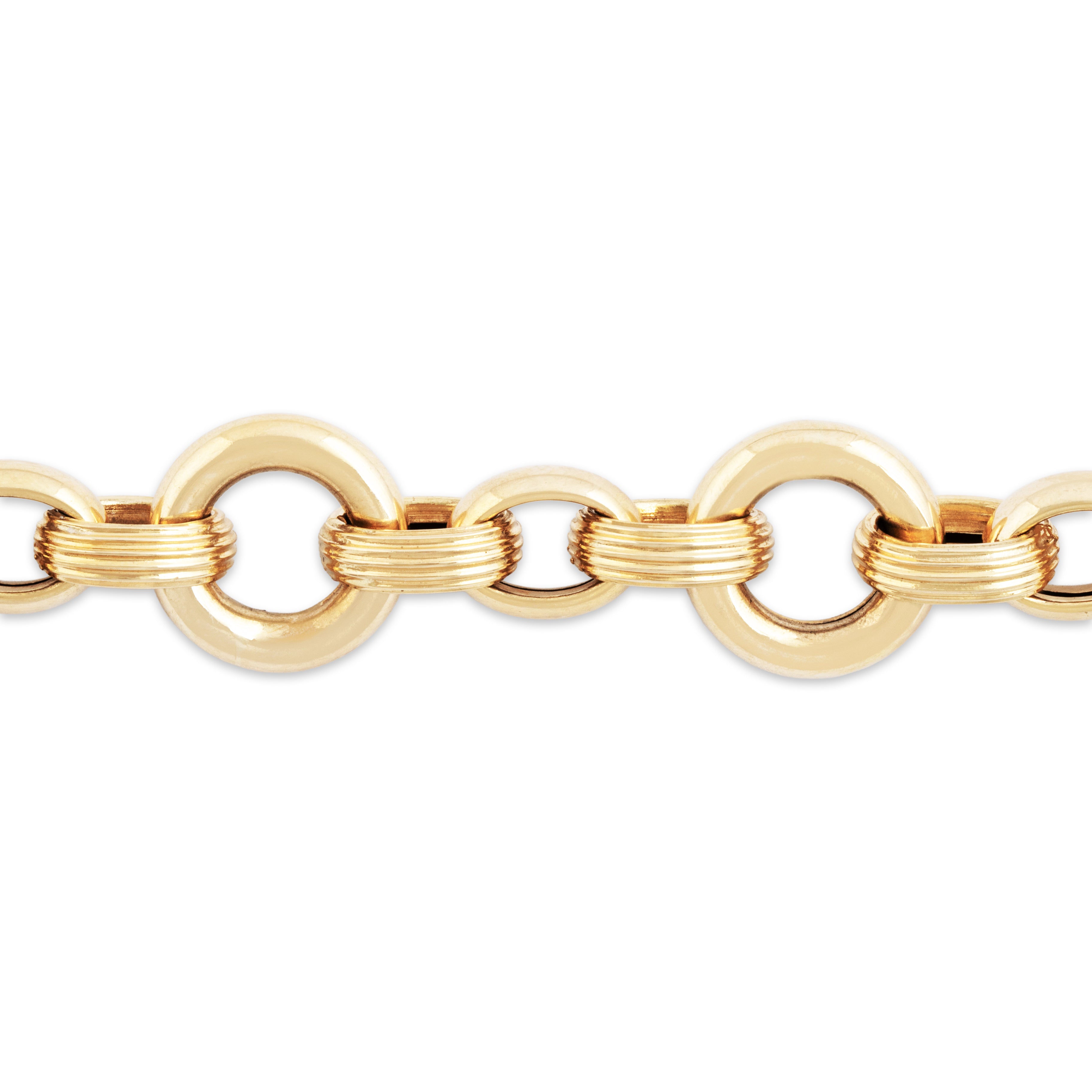 Vintage Italian 14k Yellow Gold Chunky Mixed Link Bracelet 6.5、mySite、hinf8tx79