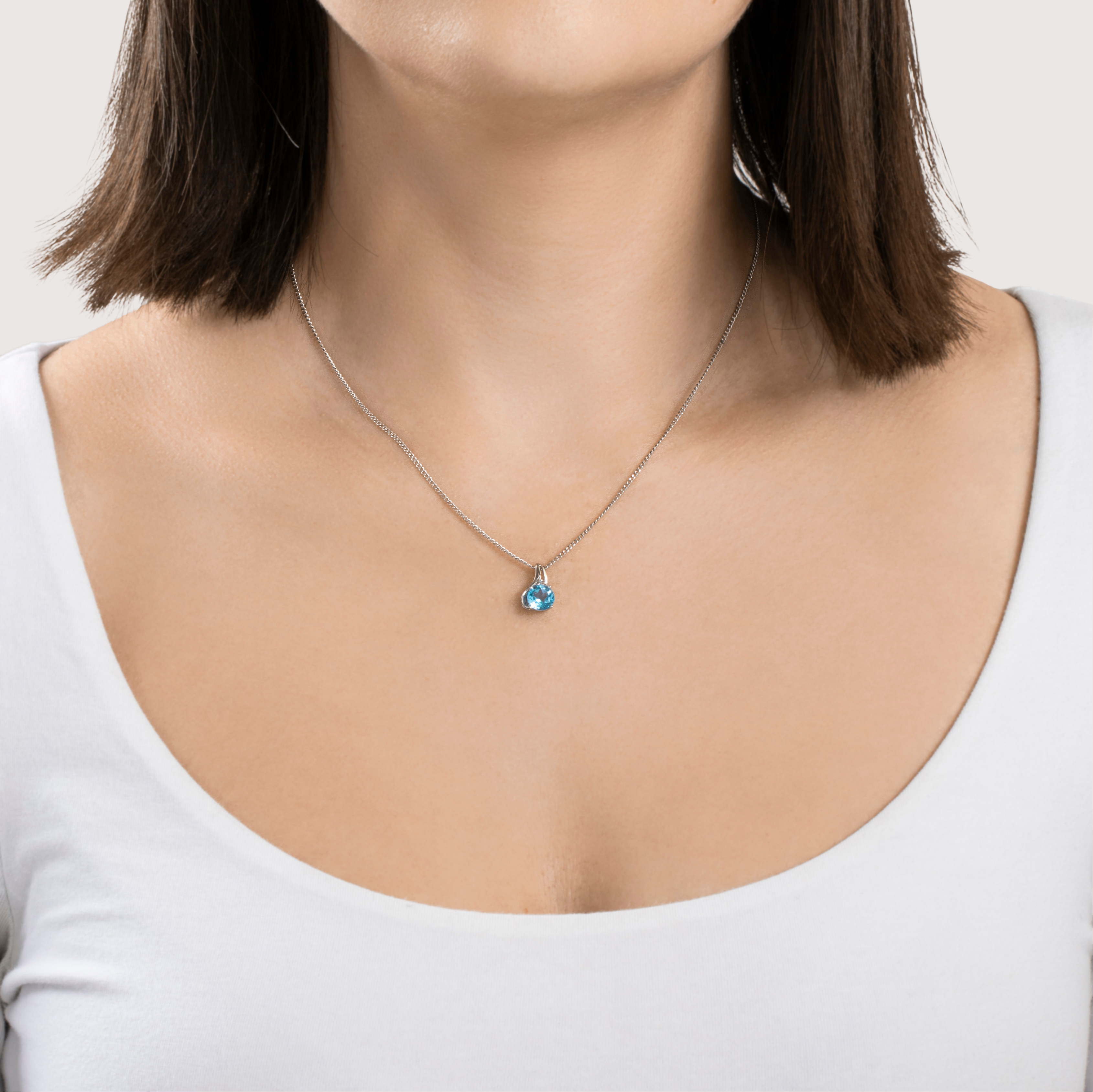 Vintage Small 10k White Gold 1.2ct Blue Topaz Diamond Pendant、mySite、hinf8tx79