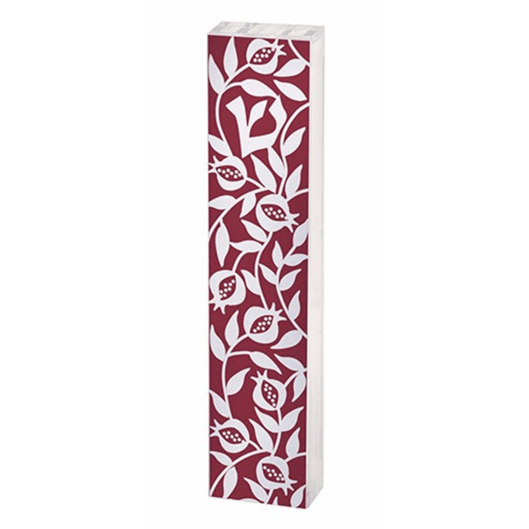 Plexiglass Pomegranate Mezuzah - Burgundy、mySite、topwebapps
