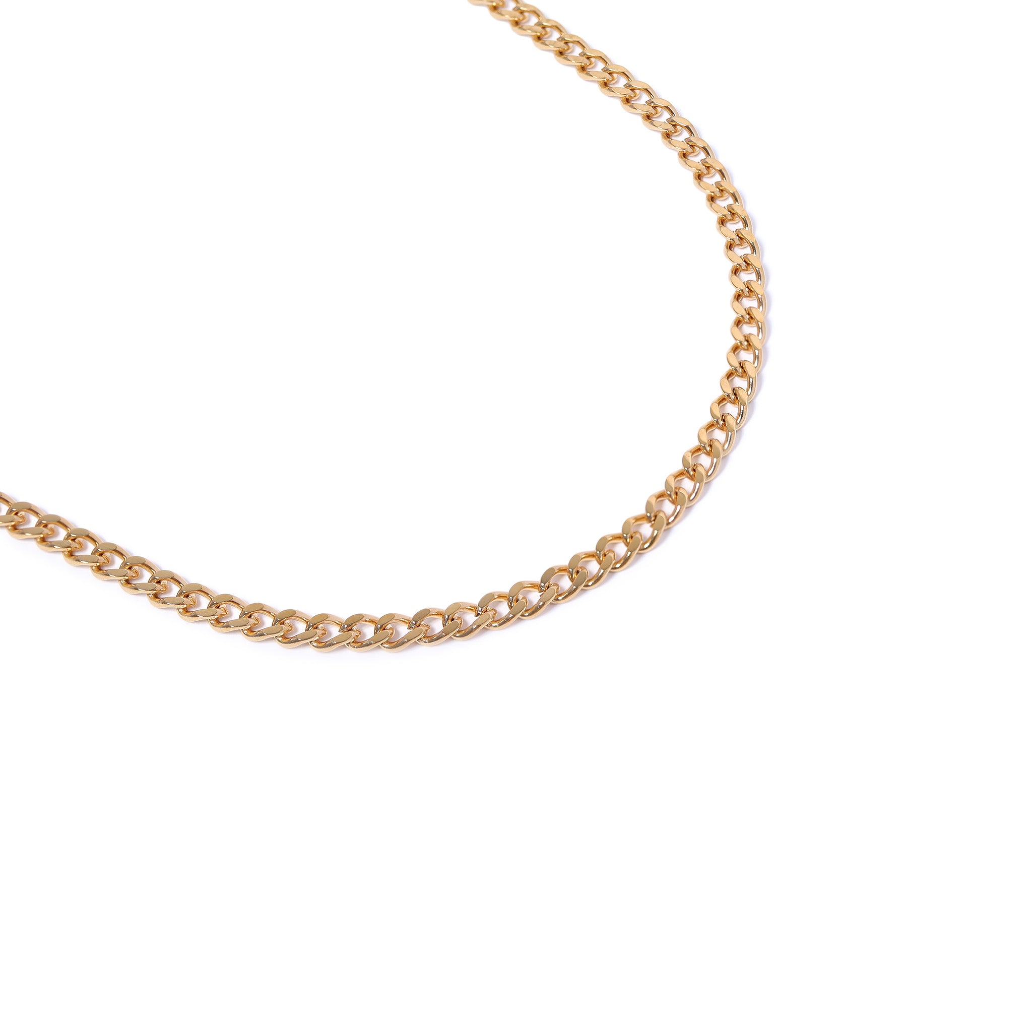 18K Gold PVD Stainless Steel Diamond Cut Curb Chain Necklace / CHN9710、mySite、dreamappss