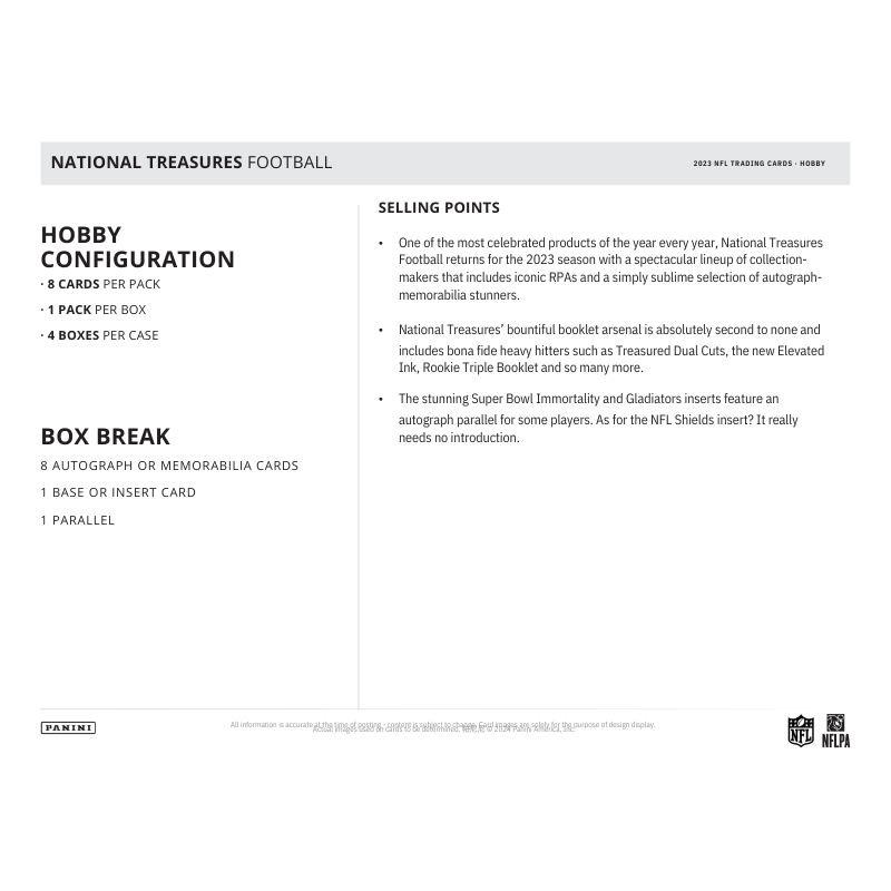 2023 Panini National Treasures Football Hobby Box、mySite、waistdrama