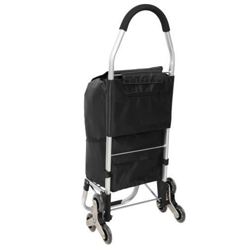 Shopping Stair Trolley with Wheels,Trolley Black Foldable Shopping Cart,Removable Shopping Oxford Waterproof Bag,Stainless Steel Triangular Wheels, Black、、eastwooduniform