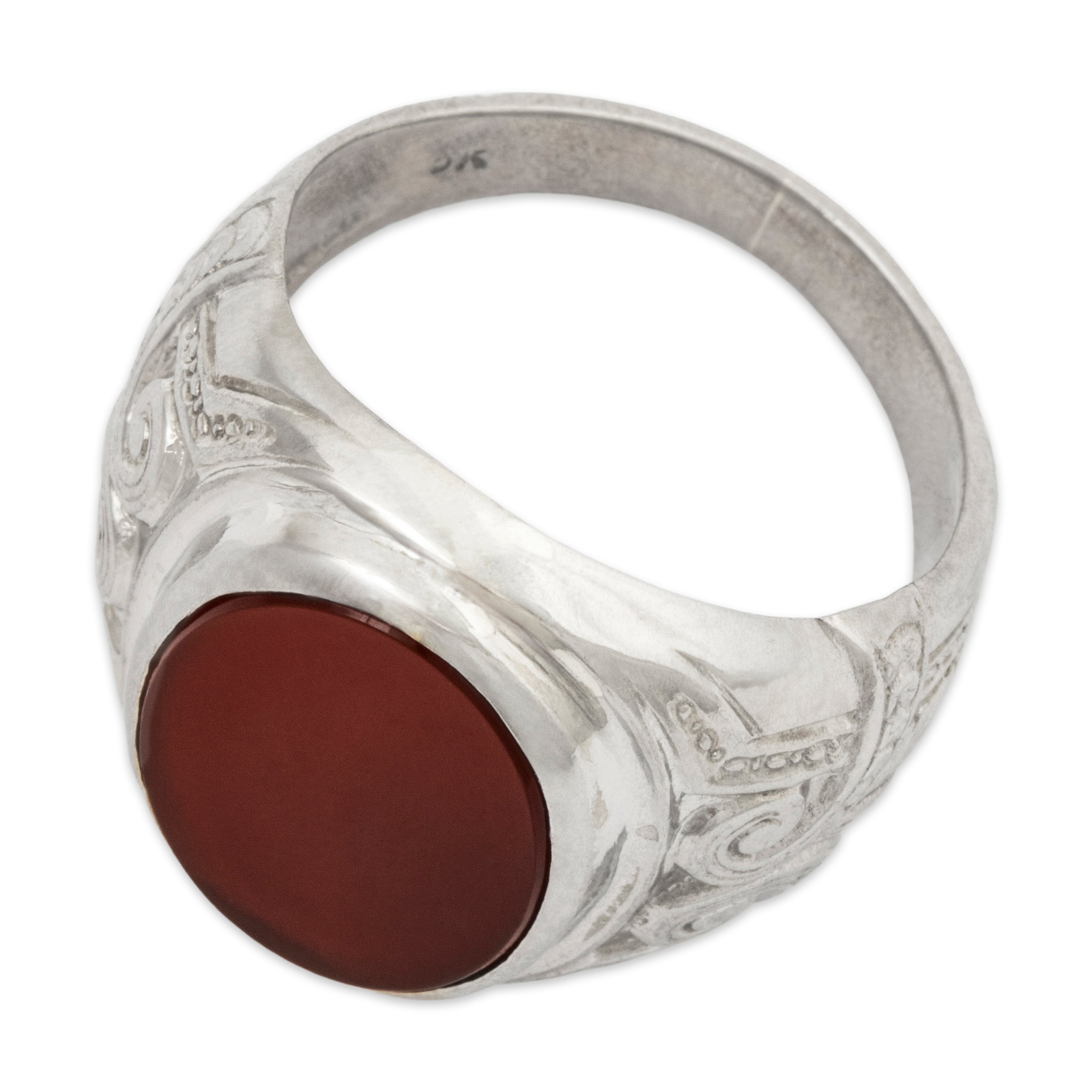 Antique Large 10k White Gold 4.11ct Carnelian Engraved Shoulders Signet Ring、mySite、hinf8tx79