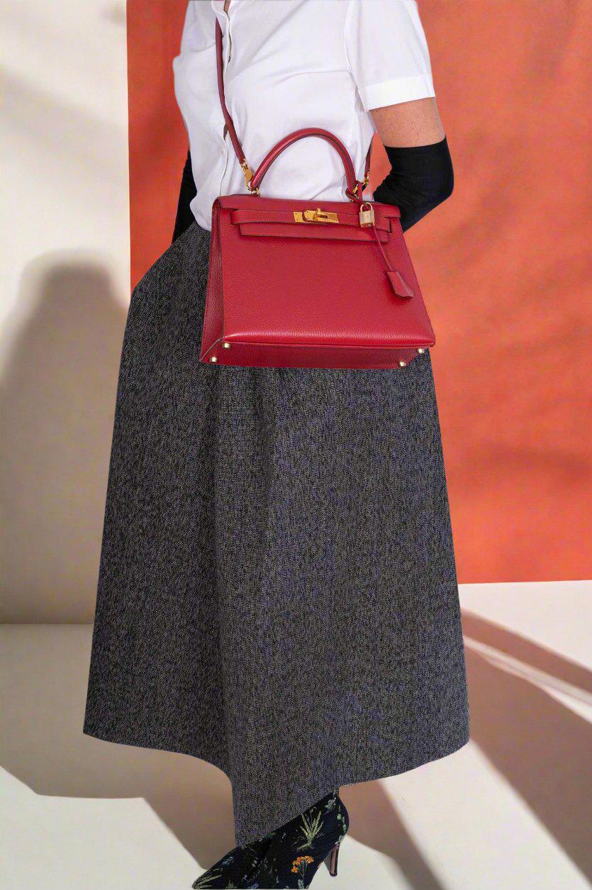 Hermès Kelly 28 Sellier Rouge Vif Ardenne with Gold Hardware、mySite、garminoutage.com