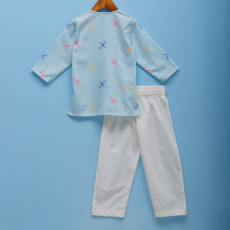 Cotton Pyjama Set | Printed | Blue、mySite、camillekostekn