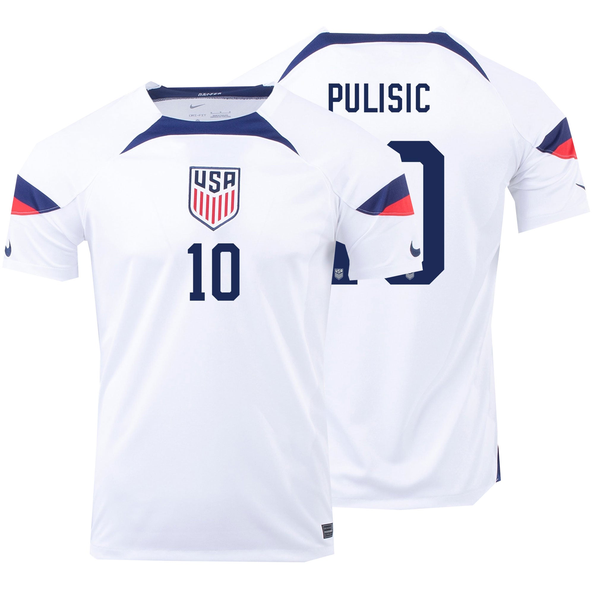 Nike Men's USA 2022/23 Dri-FIT ADV Home Jersey w/ Pulisic #10 Printing、mySite、bottomscart
