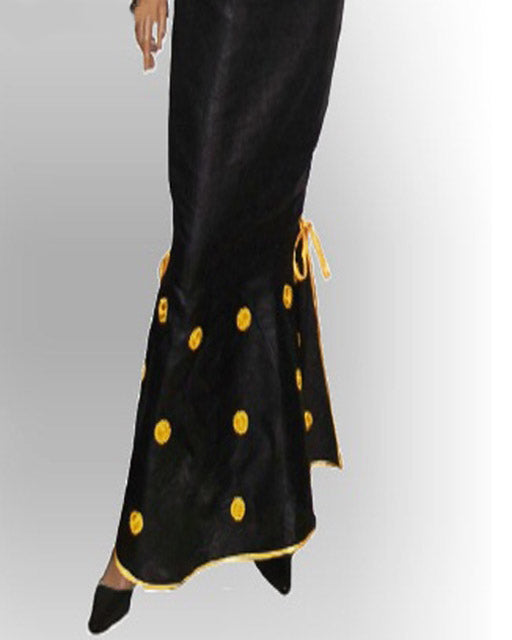 Form Fitting Black Brocade Skirt with Gold Embroidery、mySite、solidvoid