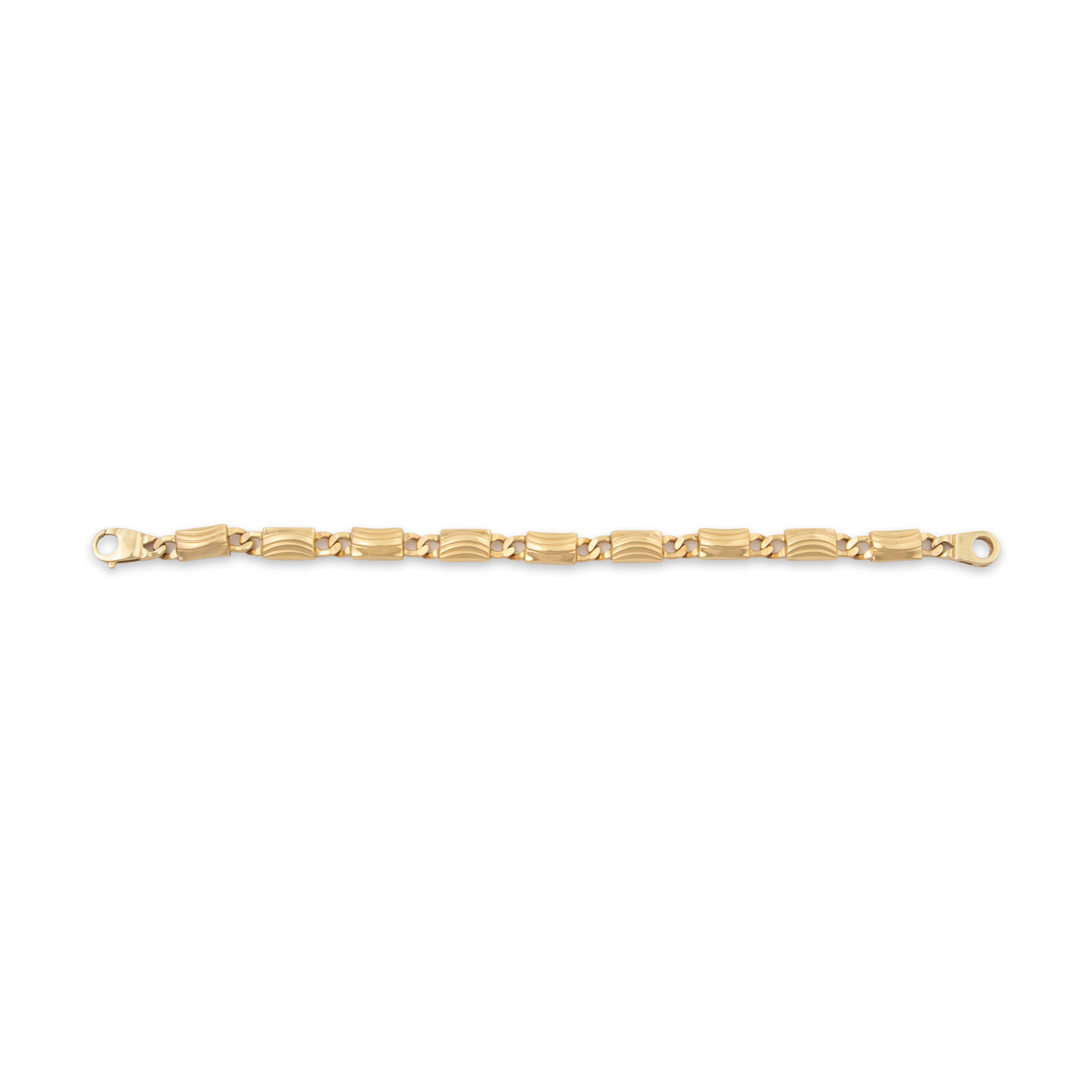 Vintage Italian 14k Yellow Gold Geometric Link Bracelet 7.25、mySite、hinf8tx79