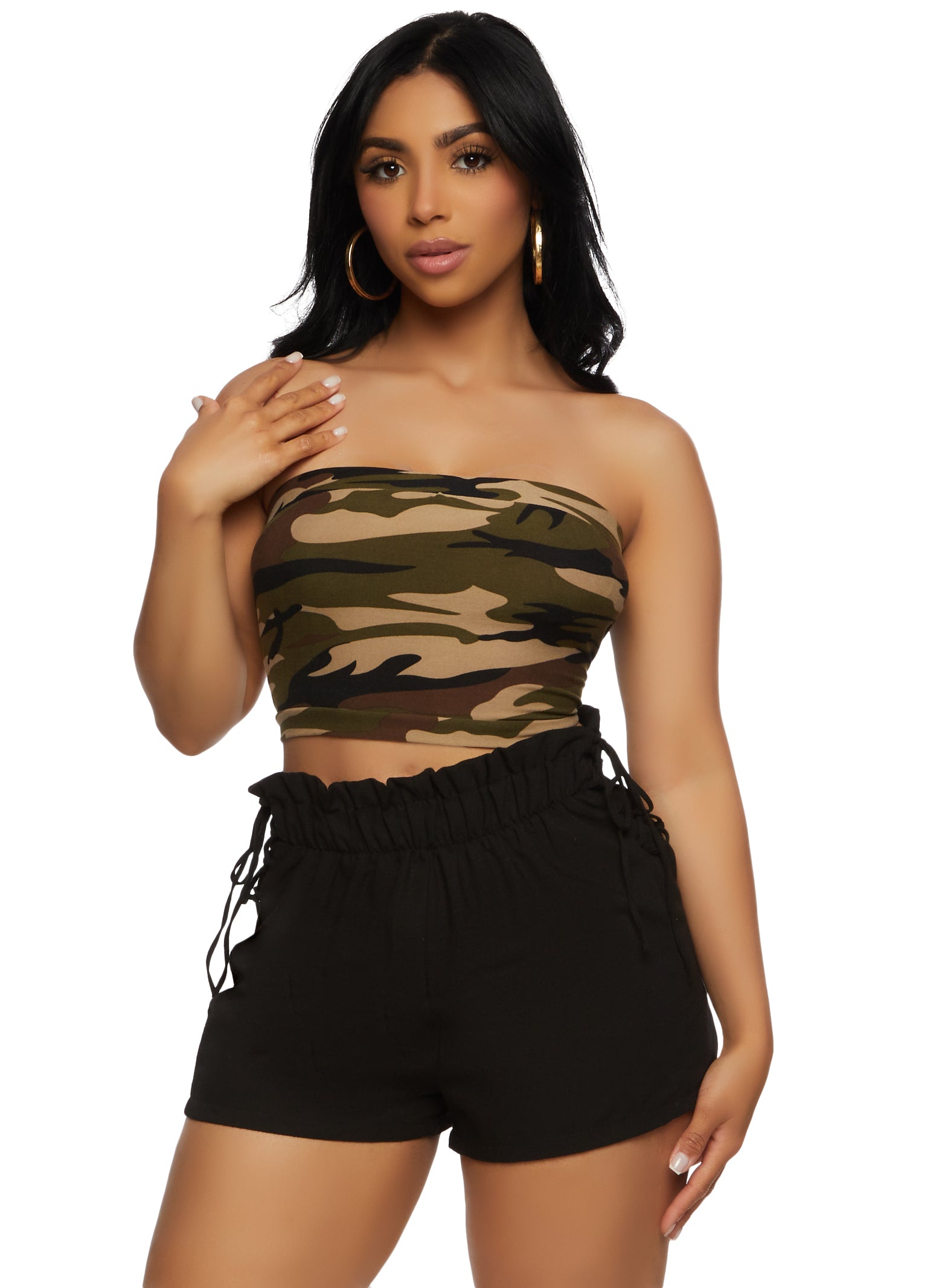 Linen Lace Up Paperbag Shorts、mySite、camillekostekn