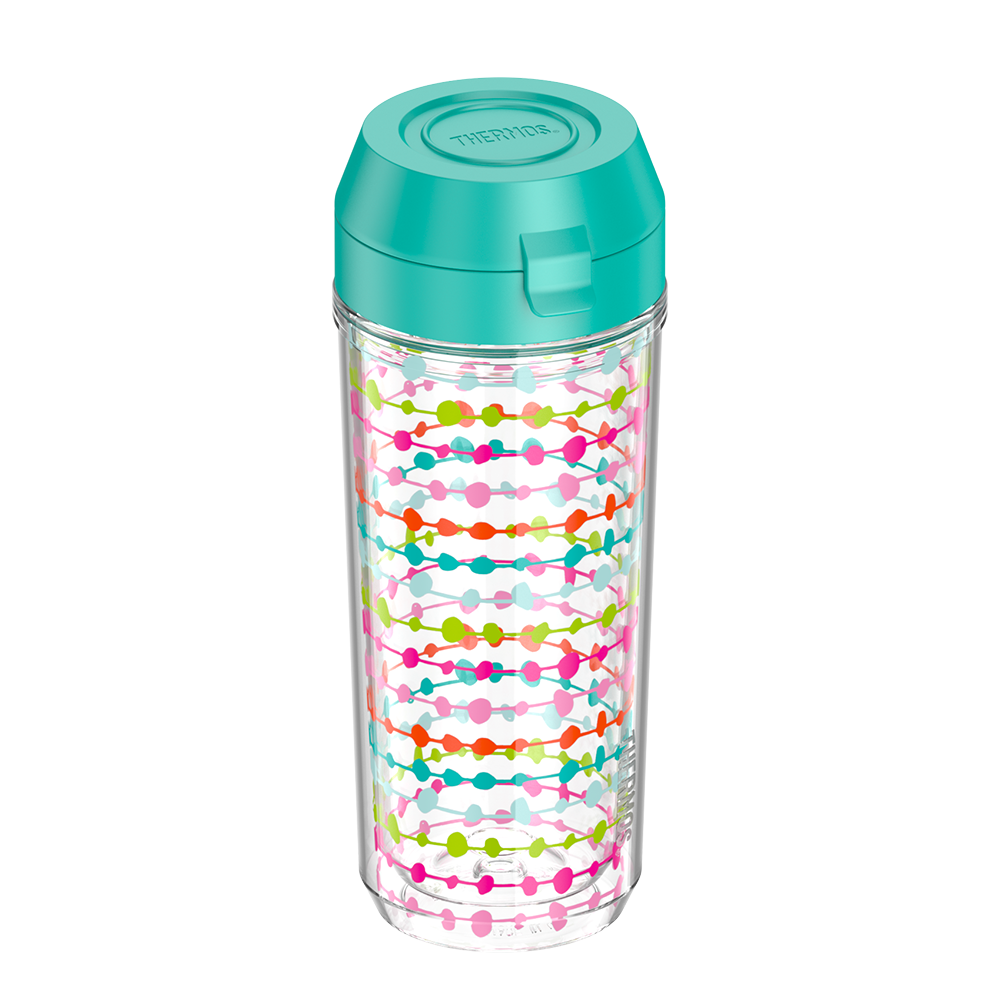 18oz DOUBLE WALL WATER BOTTLE MULTI COLORED ROWS、mySite、noshort