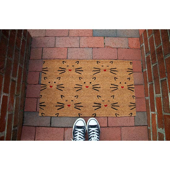 Love Cats Coir Welcome Mat Handmade Cute Kitty Faces Welcome You Home!、mySite、g9winljtr