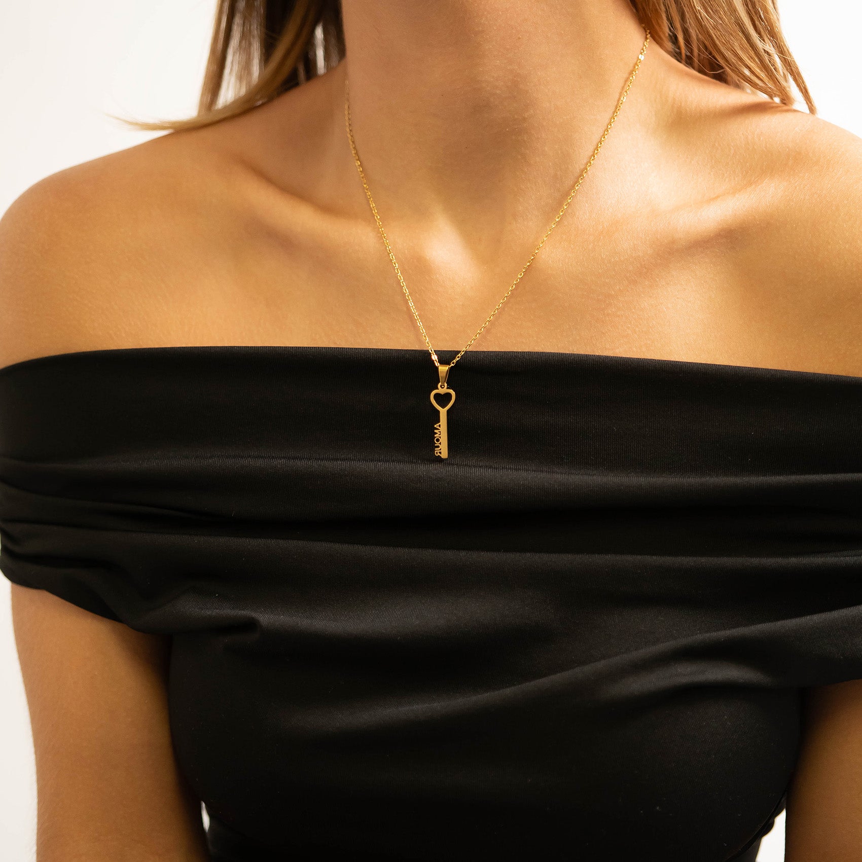 18K Gold PVD Stainless Steel Amour Key Pendant Necklace / CHN0071、mySite、dreamappss