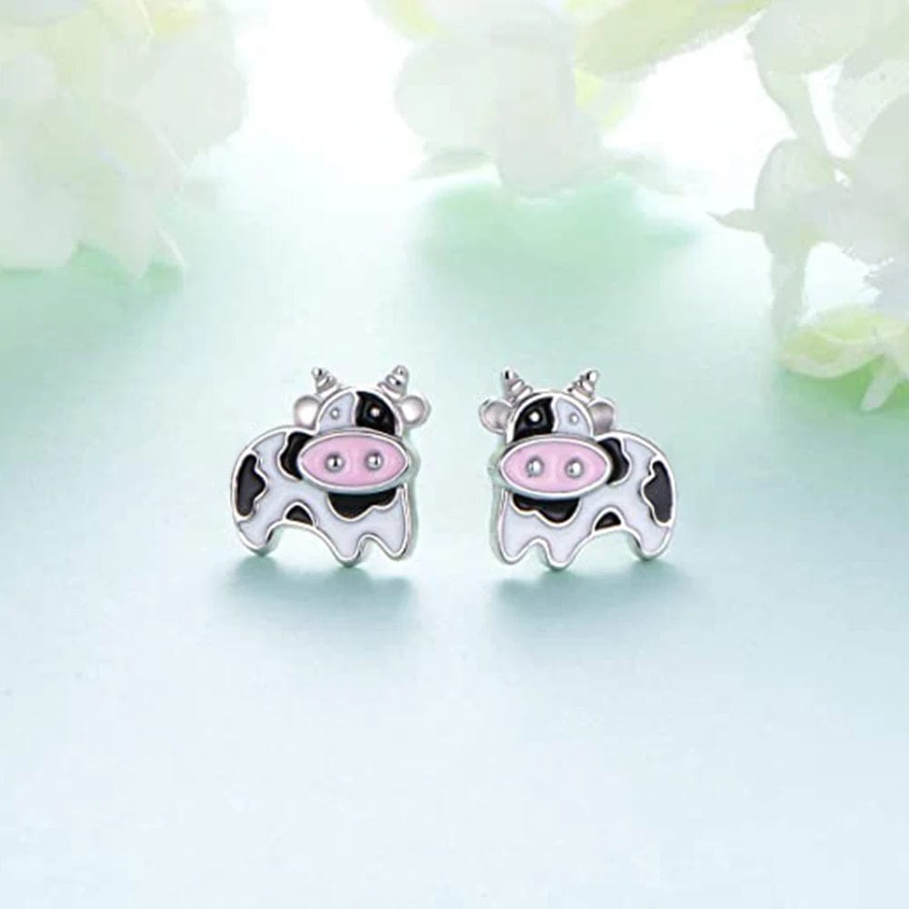 Cow Earrings Black and White Push Back Adorable!、mySite、g9winljtr