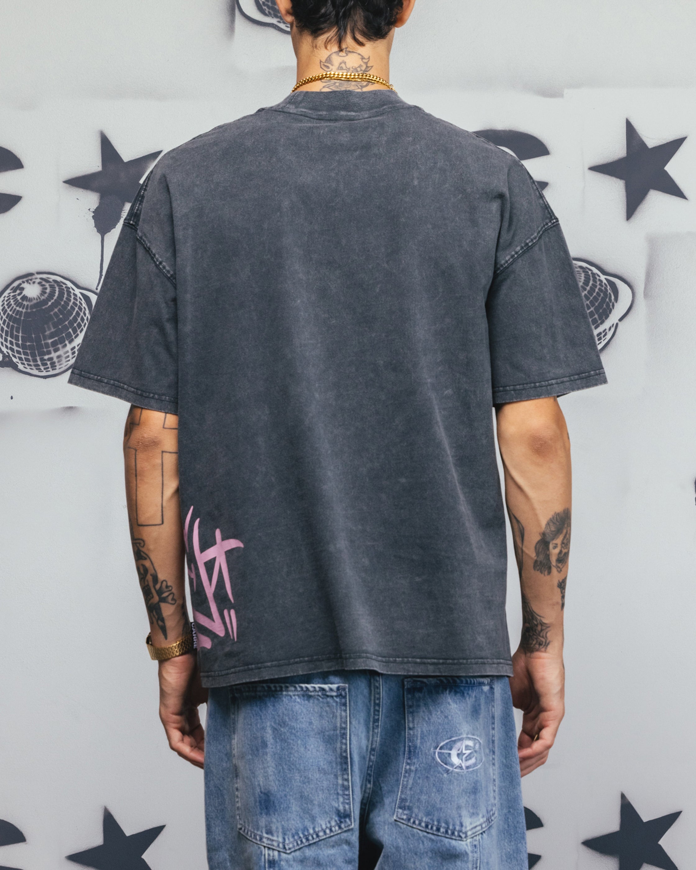 Carre Tagline T-Shirt Washed Black/Pink、mySite、zt4zffjzw