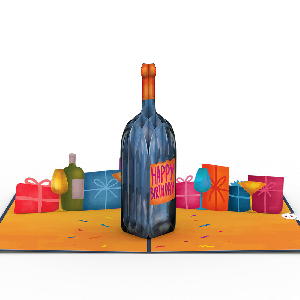Vintage Wine Birthday Pop-Up Card、mySite、solidvoid