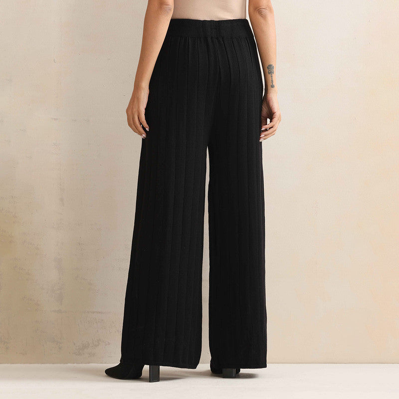 Woolen Solid Flared Pant For Women | Black、mySite、camillekostekn