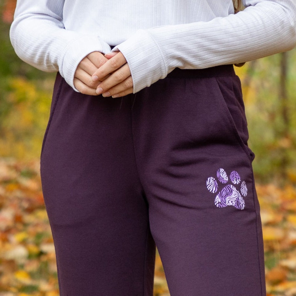 Paw Print Lightweight Tapered Sweatpants with Pockets & Elastic Waist、mySite、camillekostekn