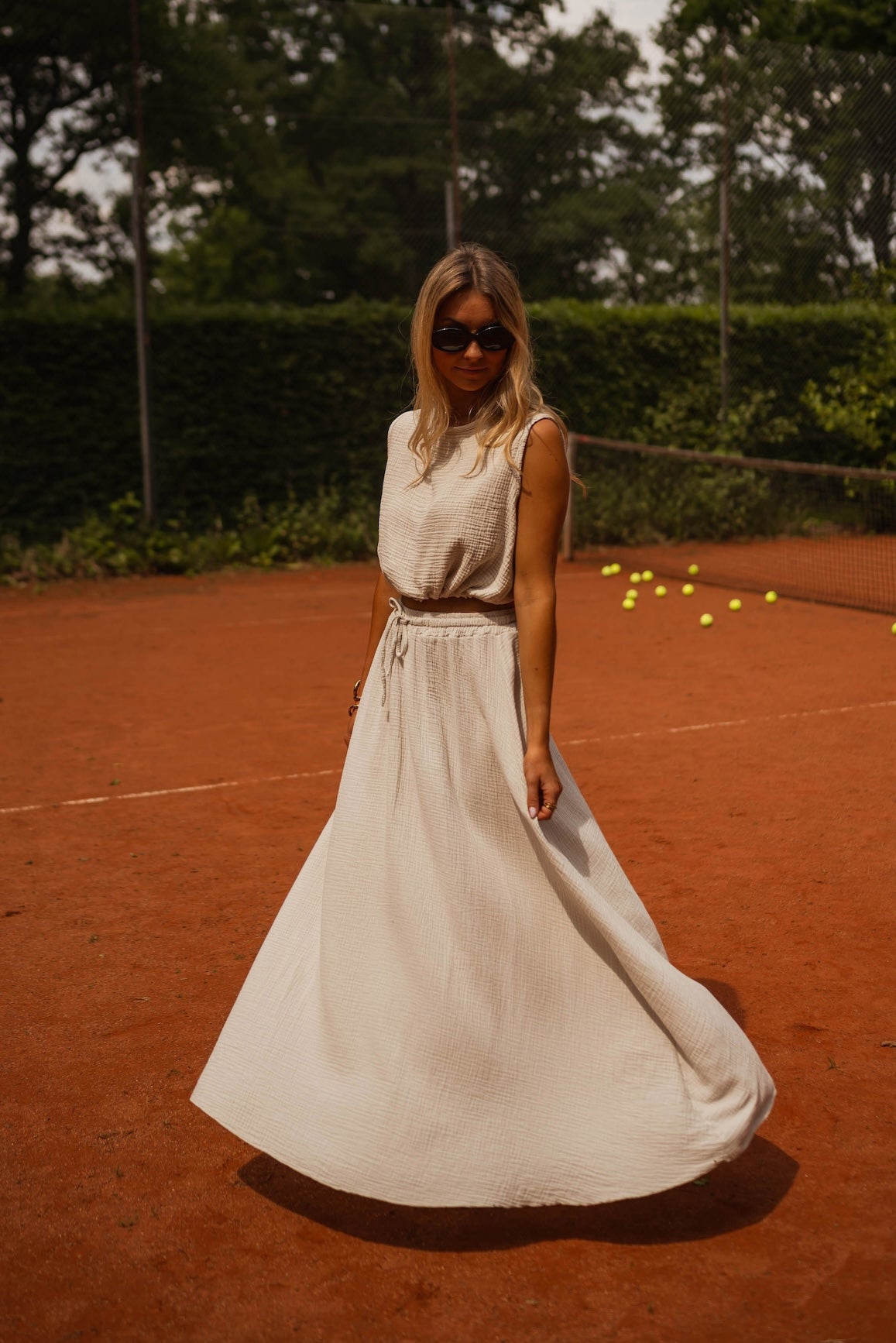 White pleated skirt