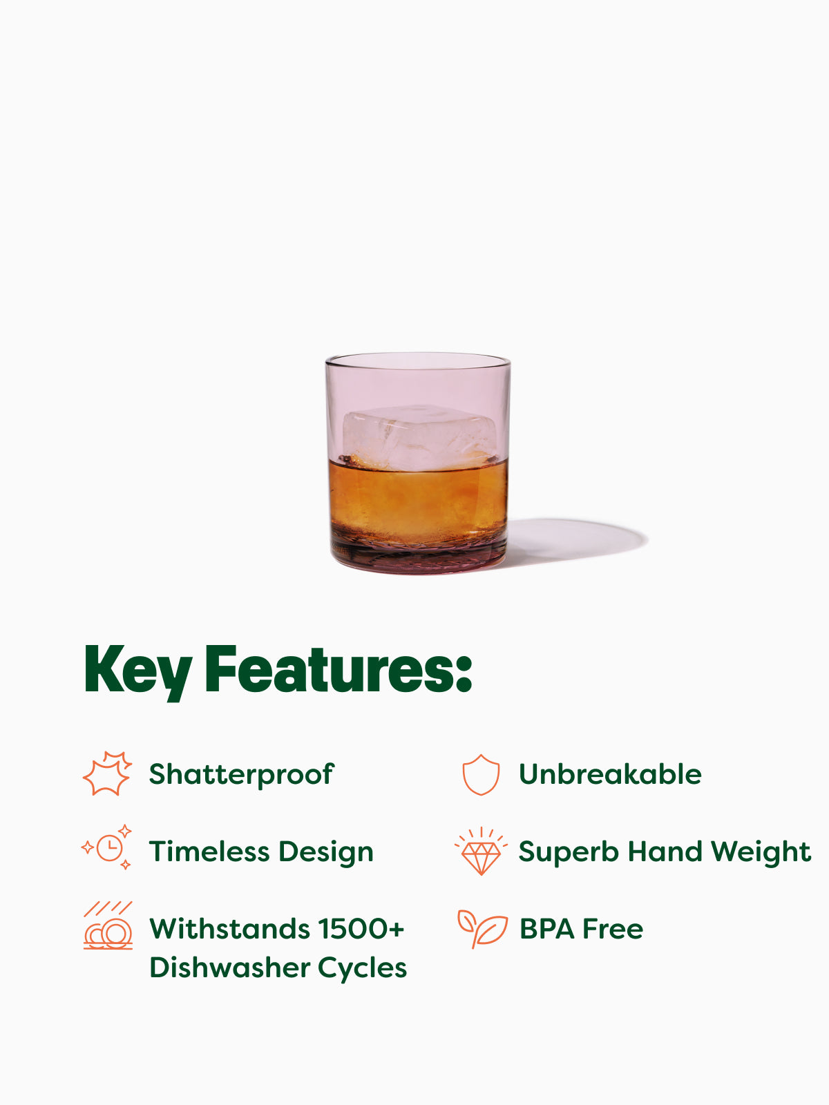 RESERVE 12oz Old Fashioned Color Series Tritan Copolyester Glass Blush - Bulk、mySite、camillekostekn