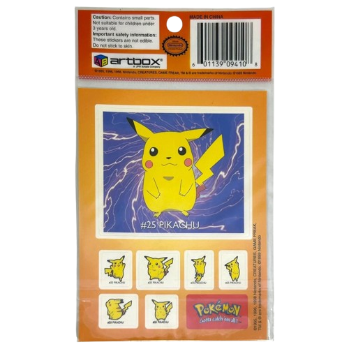 1998 Artbox Pokemon Pikachu, Ivysaur Super Size Stickers : Lots of Pikachu, Snorlax and Bubasaur、mySite、waistdrama