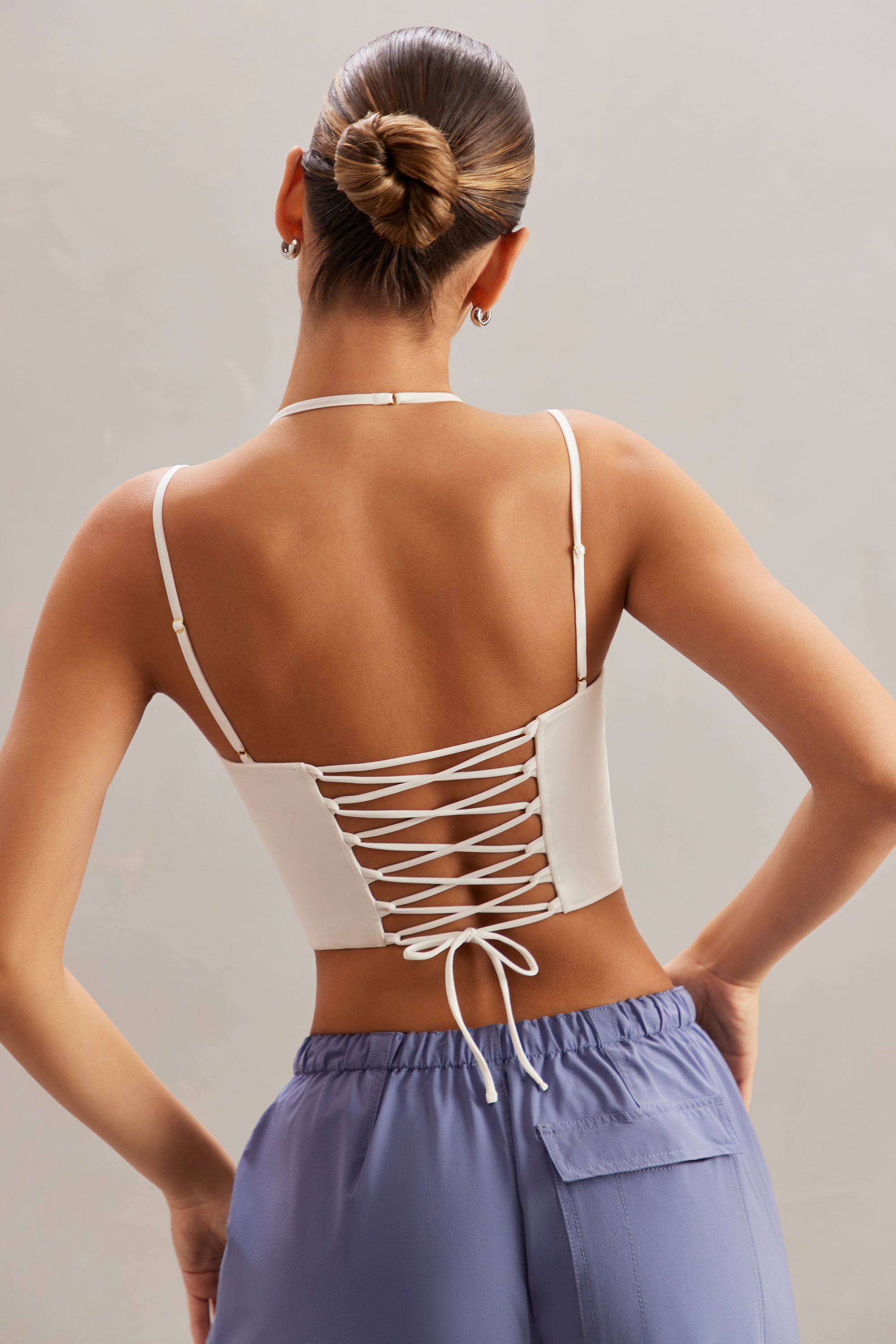 Square Neck Corset Top in Ivory、mySite、solidvoid