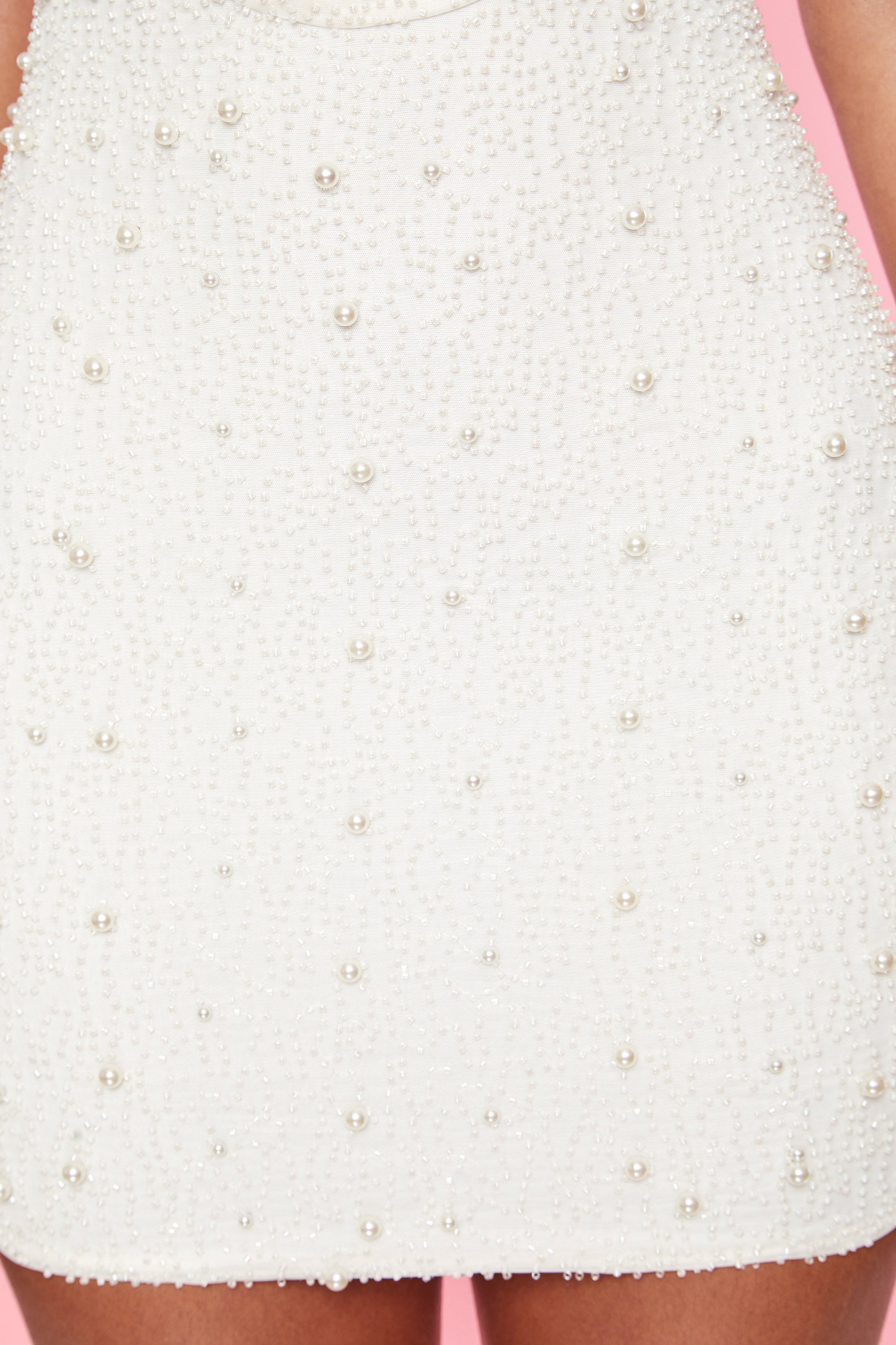 Deep Plunge Embellished Mini Dress in White、mySite、solidvoid