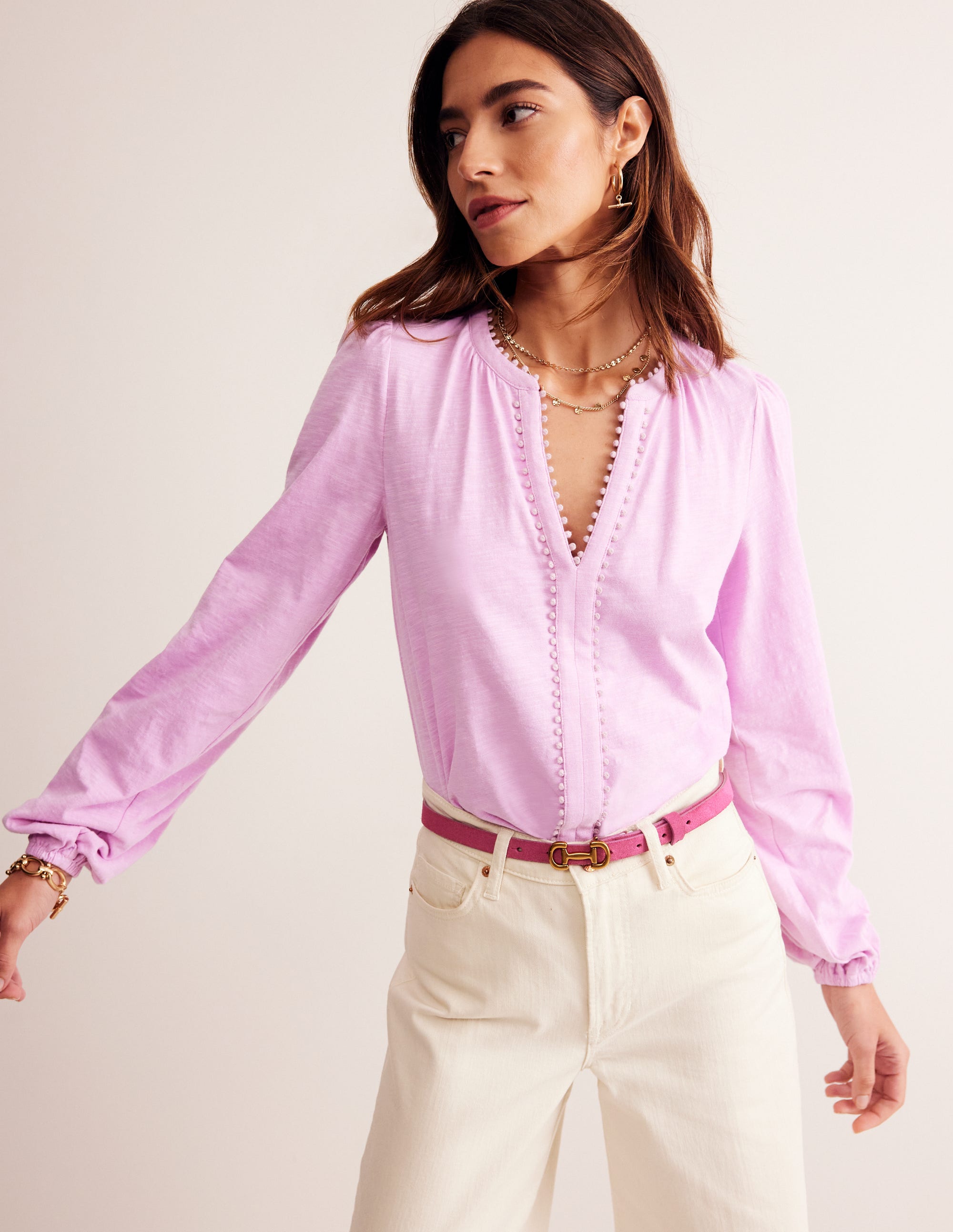  Ali Long Sleeve Pom Top-Soft Lavendar、mySite、ashleygrahame