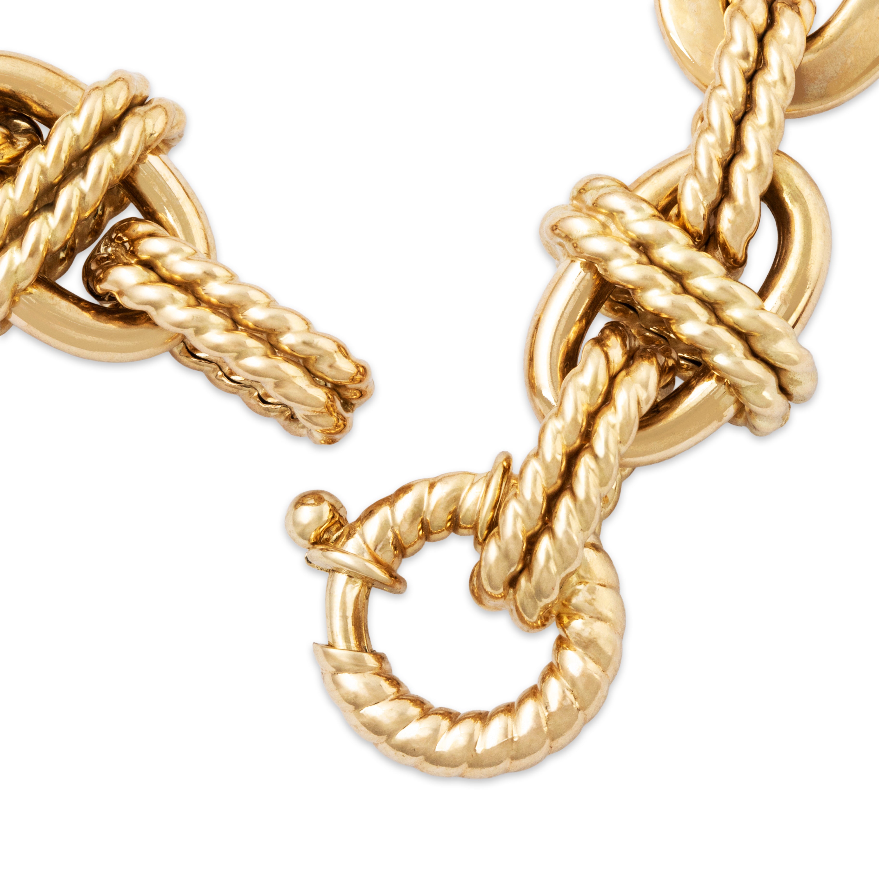 Vintage Italian 14k Yellow Gold Textured Cable Link Bracelet 7、mySite、hinf8tx79