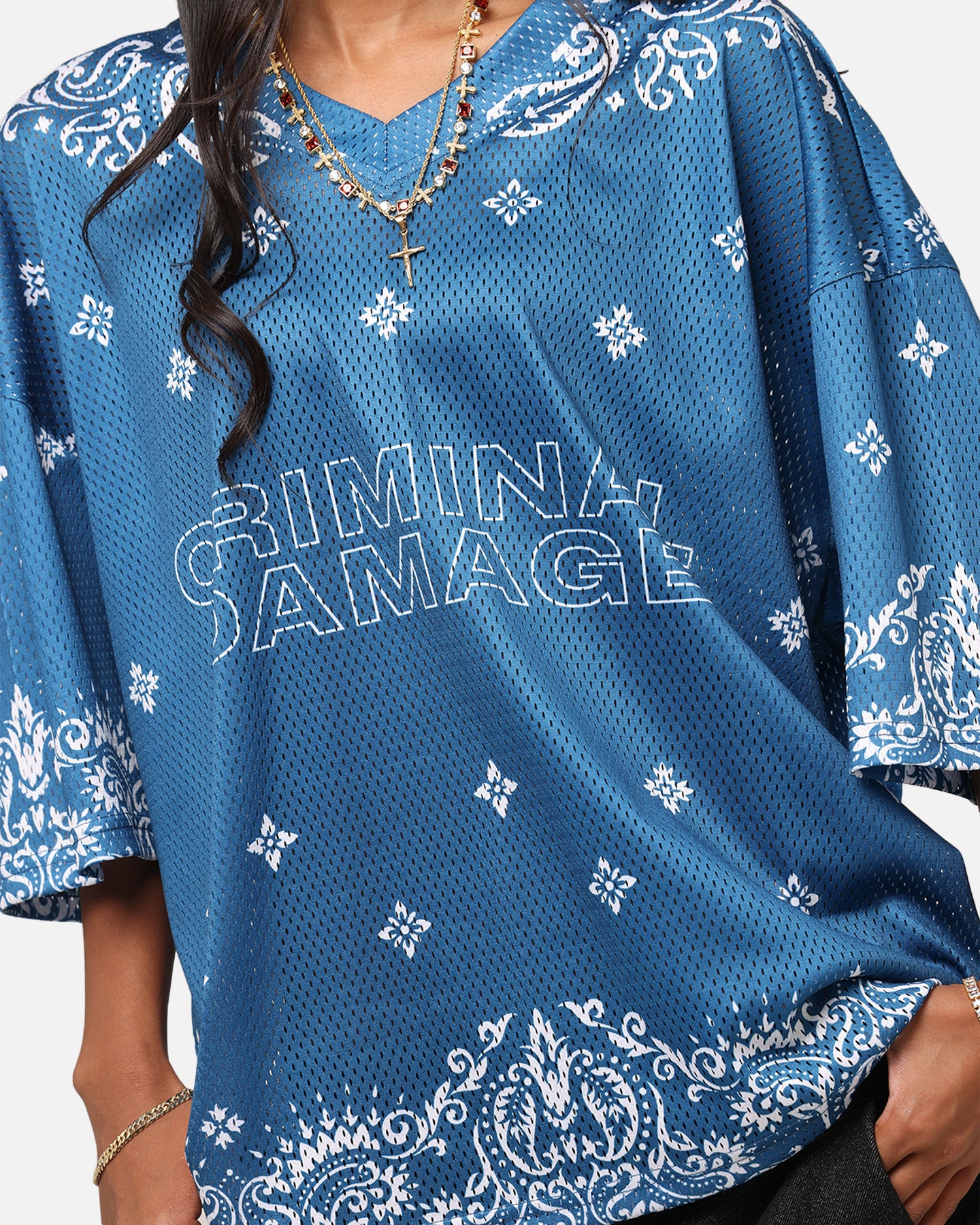 Criminal Damage Paisley Mesh Top Blue/White、mySite、zt4zffjzw