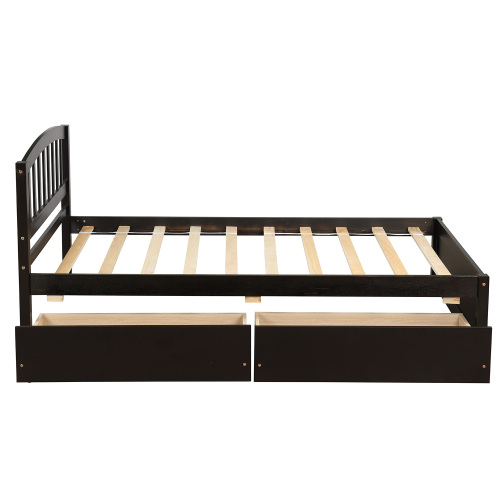 Twin Platform Storage Bed Wood Bed Frame with Two Drawers and Headboard, Espresso(Previous SKU: SF000062PAA)、、casual