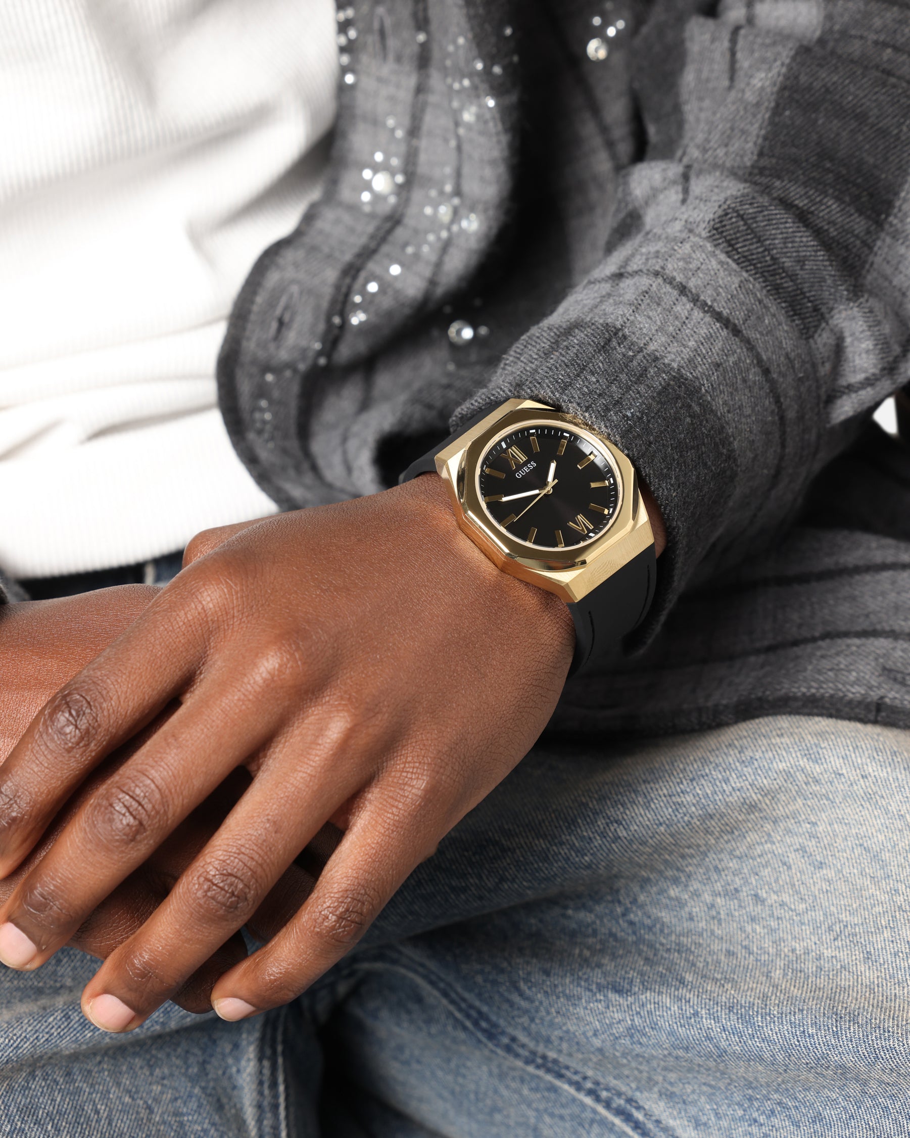 Guess Mainline Emperor Bracelet Watch Black/Gold、mySite、zt4zffjzw