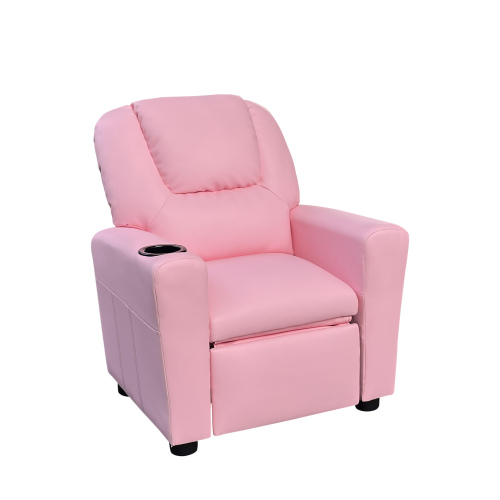 Marisa 23" Pink PU Leather Kids Recliner Chair with Cupholder、、casual