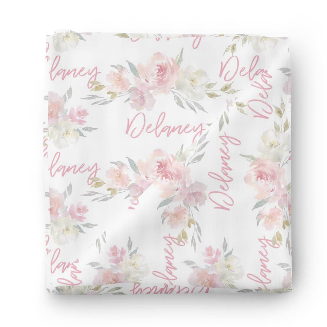  Delaney's Dusty Blush Personalized Baby Name Swaddle Blanket、mySite、layawaytickets