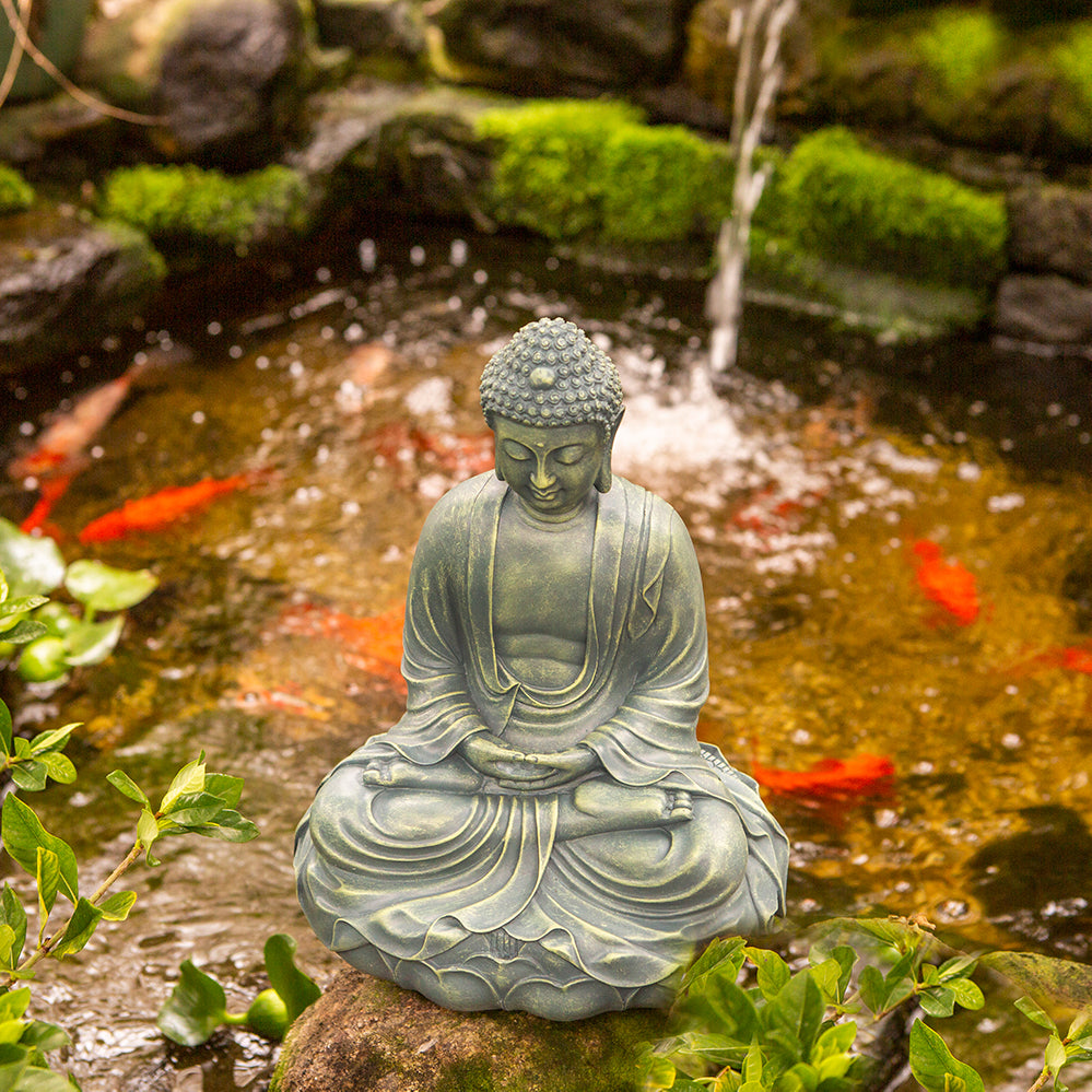 Buddha on Lotus Throne Statue, Green、mySite、topwebapps